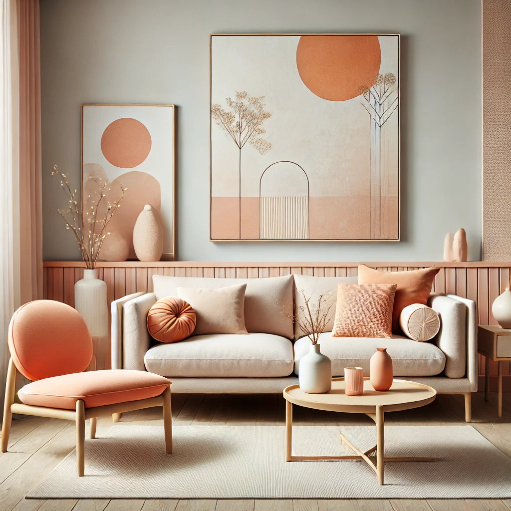 Mediterranean Living Room Peach Wall Ideas