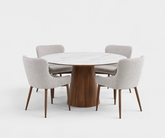 Aspen Dining Table (120cm) with 4 Justina Chair, Stone Grey Set