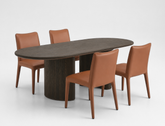 Aurelia Wood Dining Table (180cm) with 4 Paolo Dining Chair, Camel Set