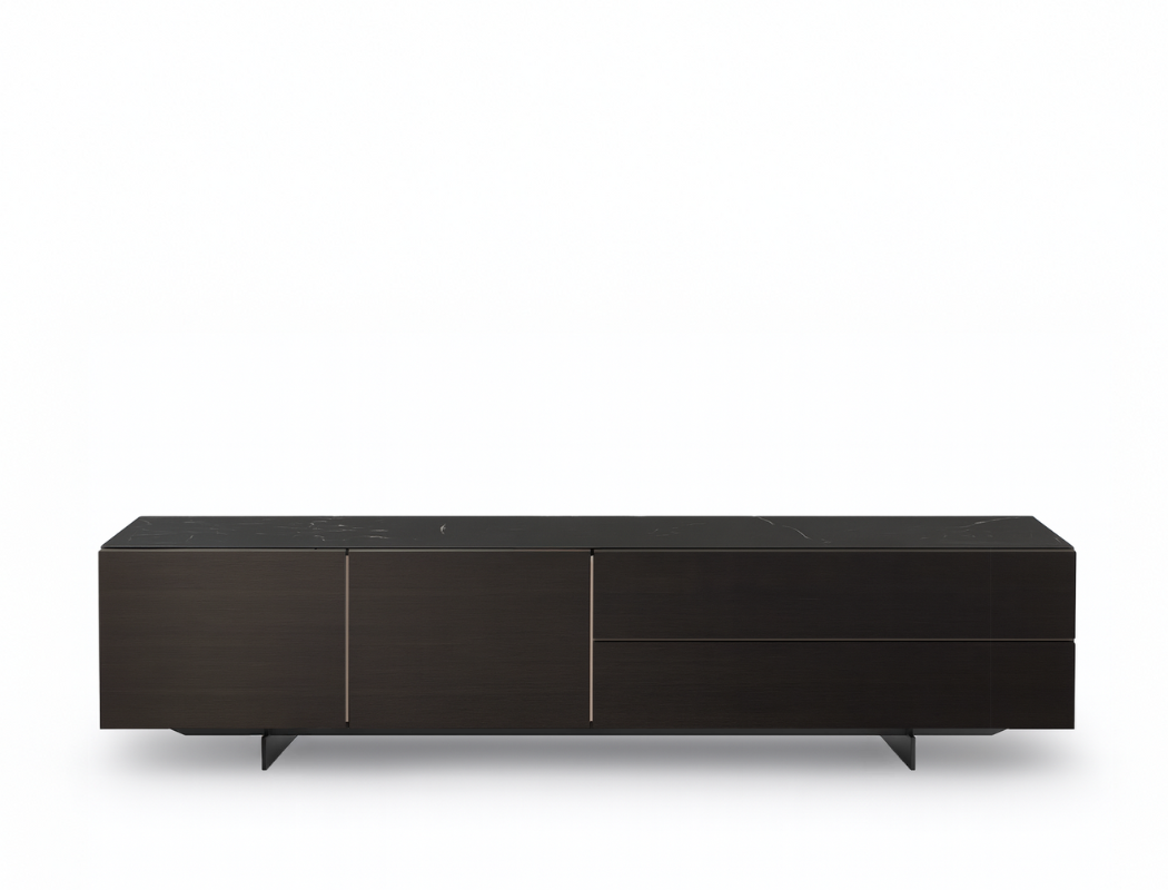 Emilia Wood TV Console, Smoked Oak