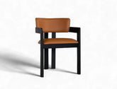 Gustav Dining Arm Chair (Top Grain Leather), Honey Brown Honey Brown Black