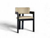 Gustav Dining Arm Chair (Top Grain Leather), Natural Natural Black