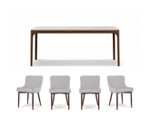 Lindon Dining Table (160cm) with 4 Justina Chairs, Stone Grey