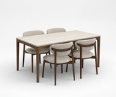 Lindon Dining Table (160cm) with 4 Yumi Chair, Sand Grey Set