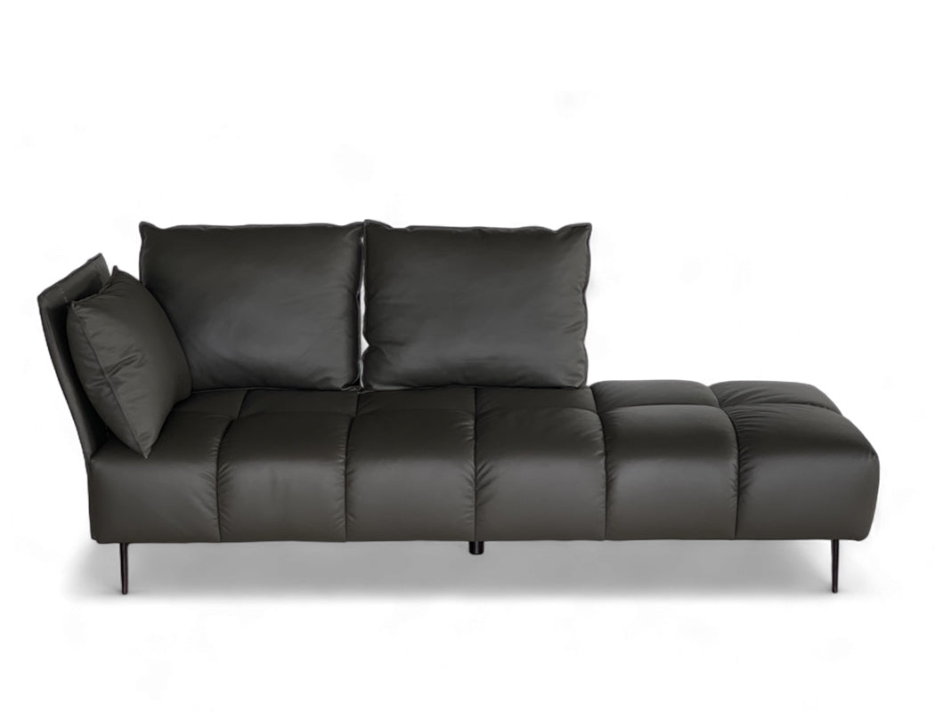 Nico Left Facing Leather Corner Chaise, Dark Grey Dark Grey Clearance - Floor Model: AS-IS