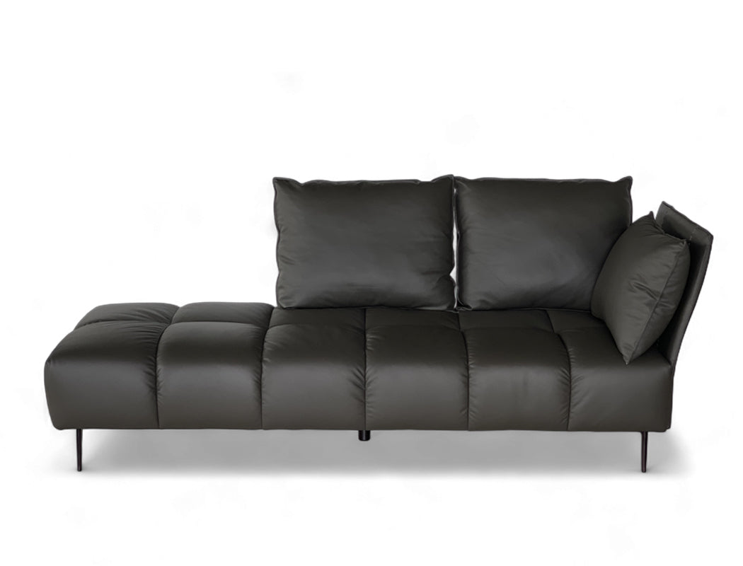 Nico Right Facing Leather Corner Chaise Leather CAT B1 Dark Grey Black Delivery in 8-10 Weeks: Customised