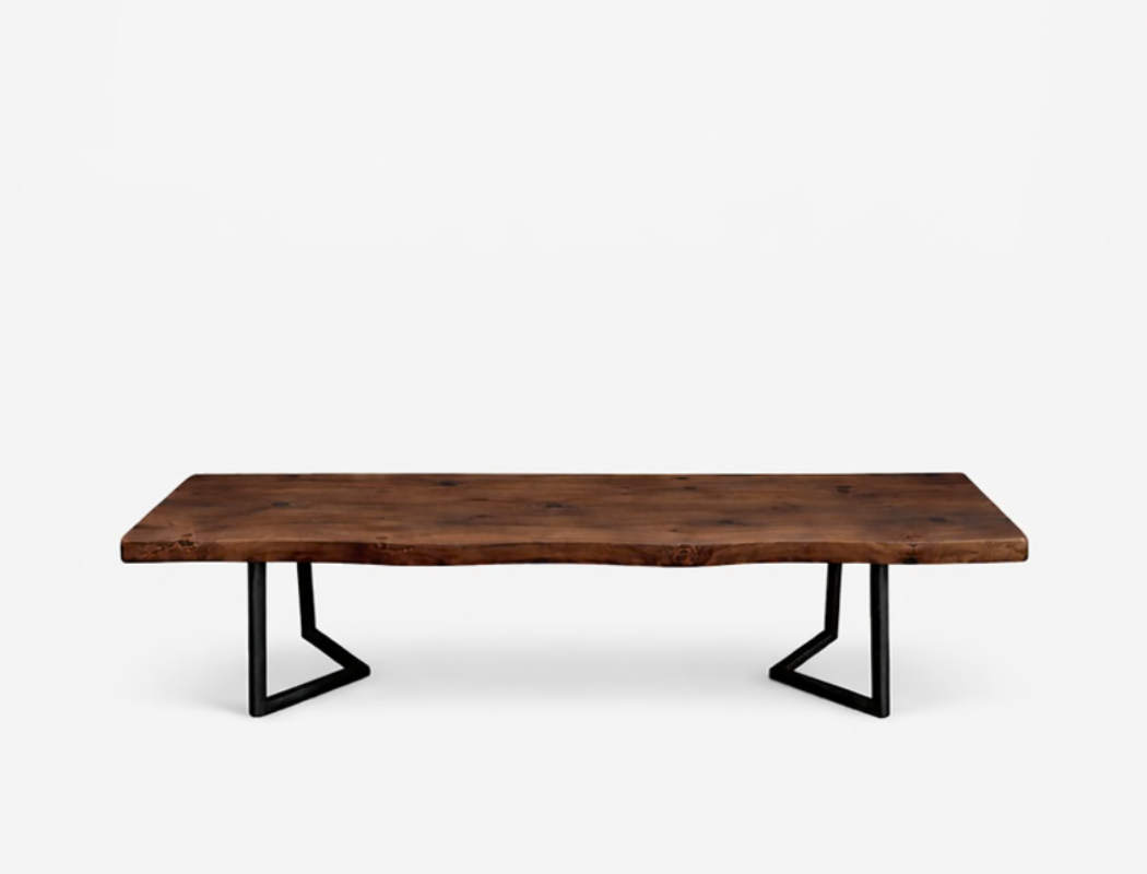 Verona Live Edge Solid Wood Dining Table with Bench Set