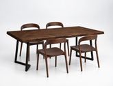 Verona Live Edge Solid Wood Dining Table (180cm) with 4 Otto Wood Chair, Set