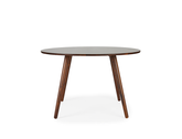 Axel Round Dining Table (120cm) with 4 Bo Dining Chair, Black Walnut Set