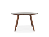 Axel Round Dining Table (120cm) with 4 Bo Dining Chair, Black Walnut Set