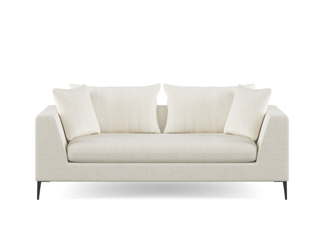 Natalia 3 Seater Sofa Fabric CAT A1 White Granite Black Metal Delivery in 6-8 Weeks