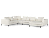 Natalia Left Corner Sofa with Chaise, White Granite