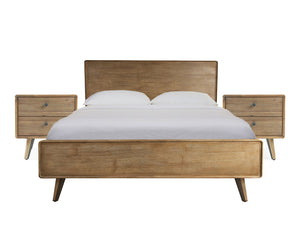 Roxanne Wood King Bed Frame with 2 Bedside Tables Set