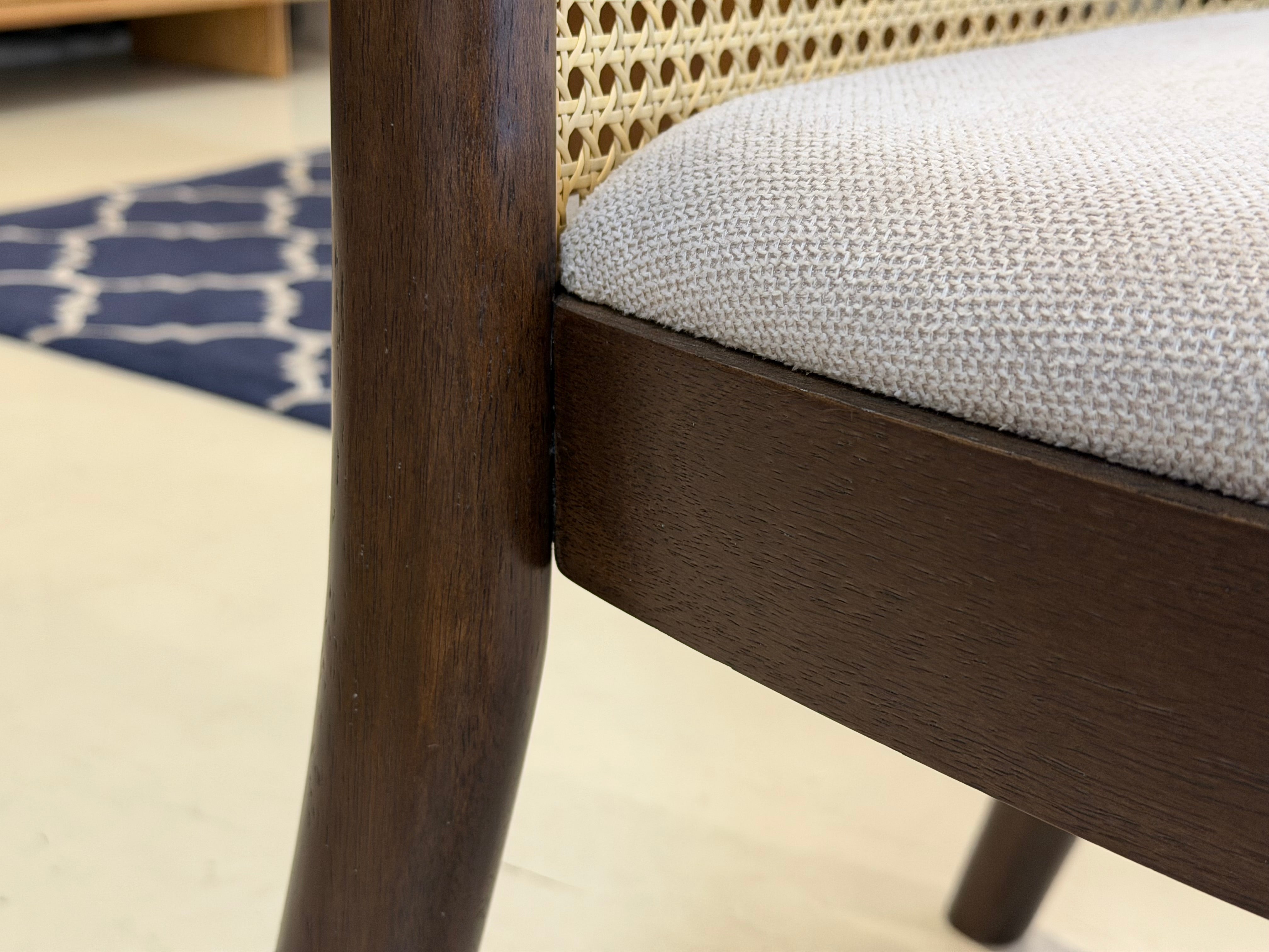 Finn Rattan Dining Chair, Frost White - Water Repellent Fabric