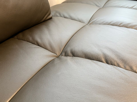 Nico Left Facing Leather Corner Chaise, Dark Grey