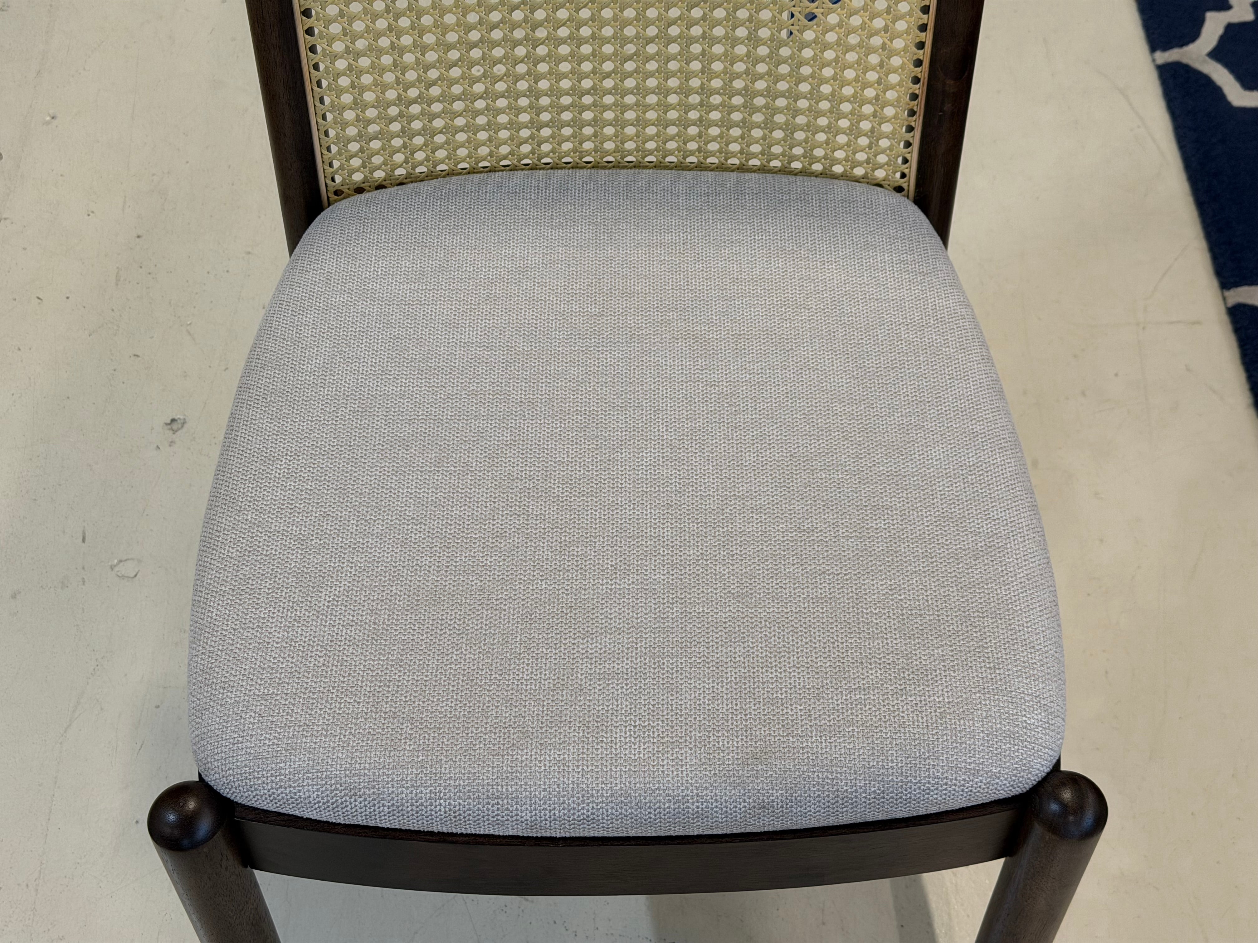 Finn Rattan Dining Chair, Frost White - Water Repellent Fabric