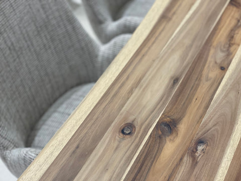 Barcelona Live Edge Solid Wood Dining Table, Whitewash (Free Barcelona Bench)
