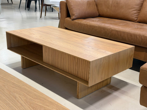 Riley Wood Coffee Table, Natural Oak (with Storage)