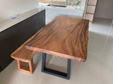 Olso Suar Live Edge Solid Wood Dining Table, Natural (Customisable Solid Slab Wood)
