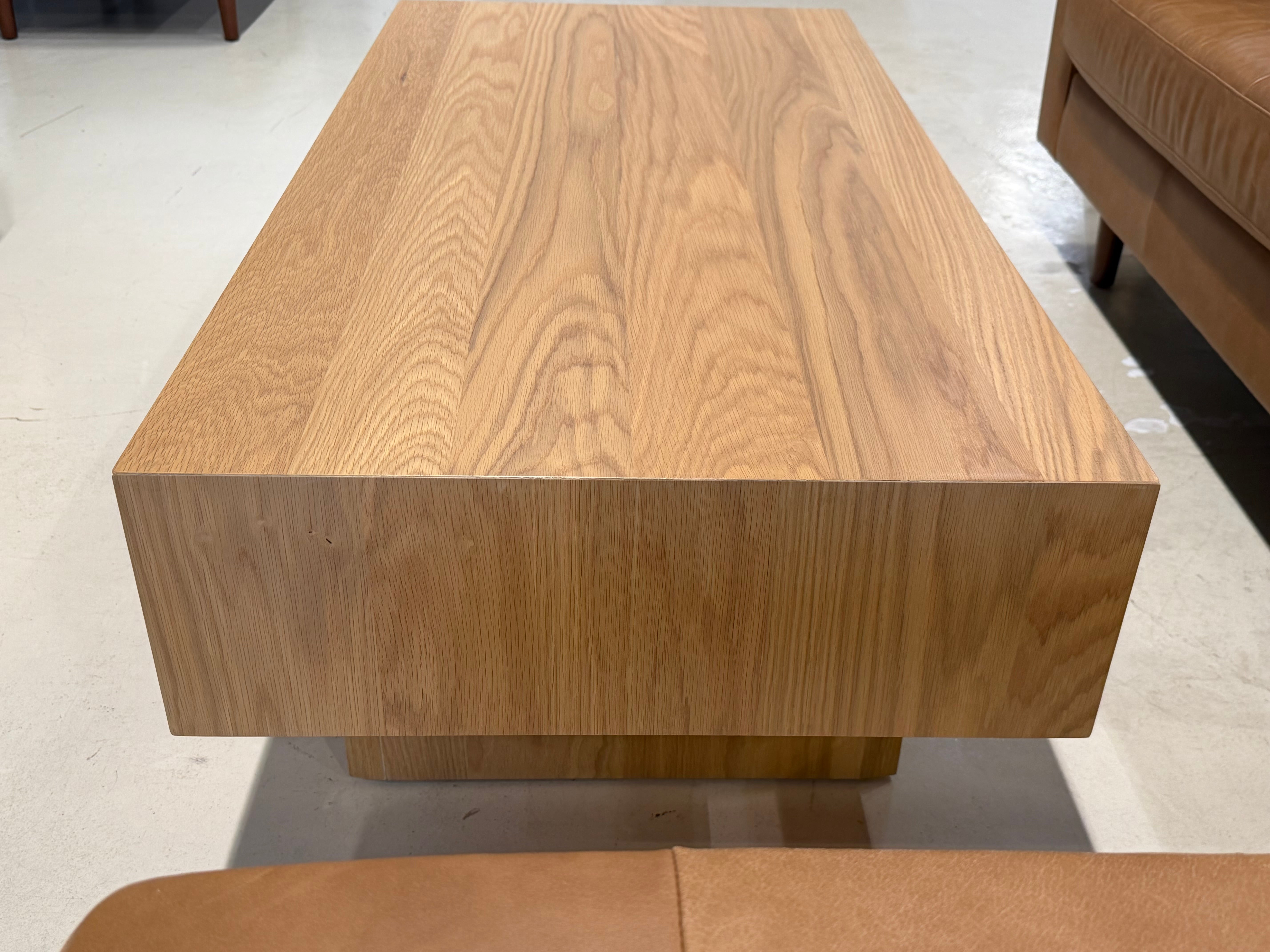 Riley Wood Coffee Table, Natural Oak (with Storage)