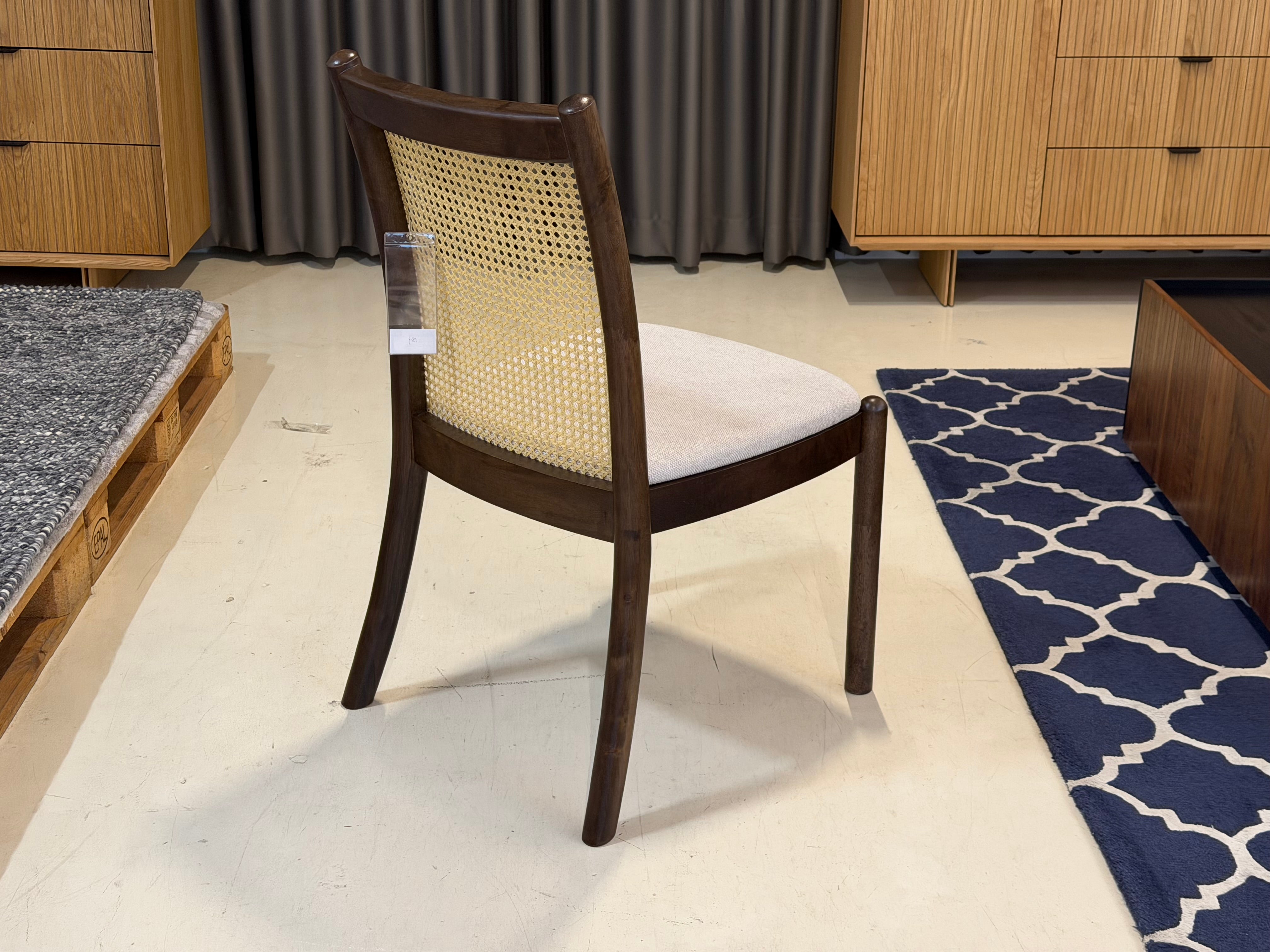 Finn Rattan Dining Chair, Frost White - Water Repellent Fabric