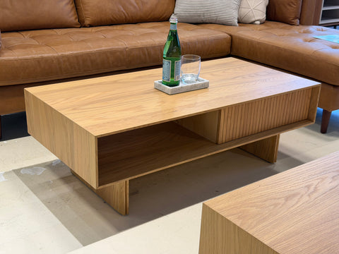 Riley Wood Coffee Table, Natural Oak (with Storage)