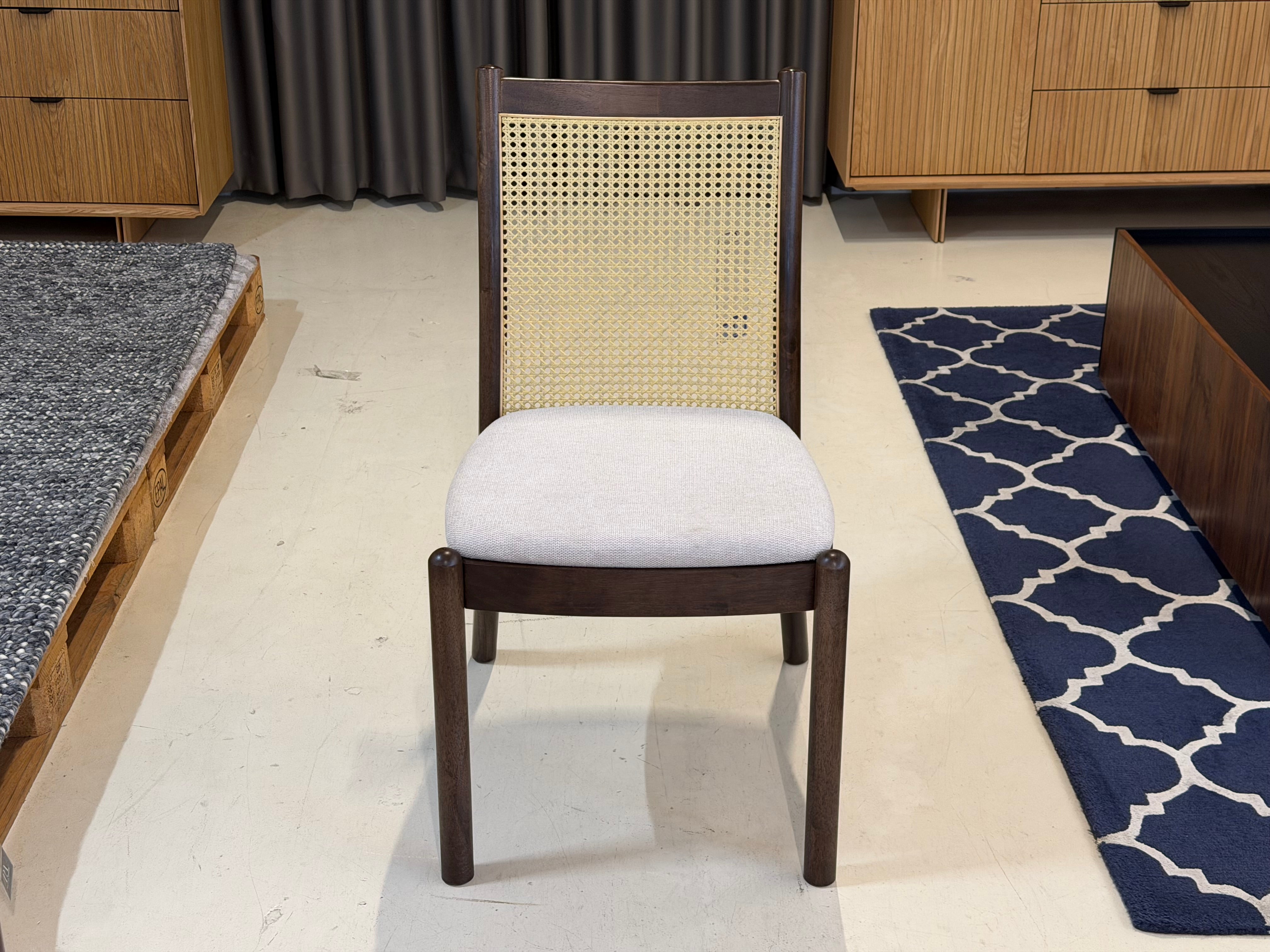 Finn Rattan Dining Chair, Frost White - Water Repellent Fabric