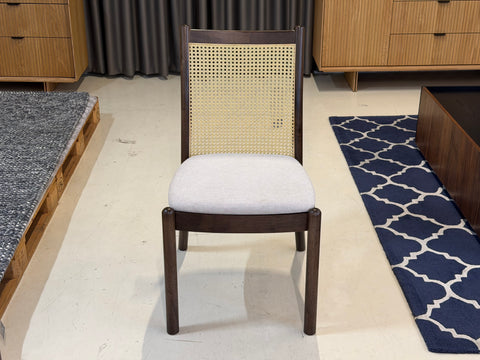 Finn Rattan Dining Chair, Frost White - Water Repellent Fabric