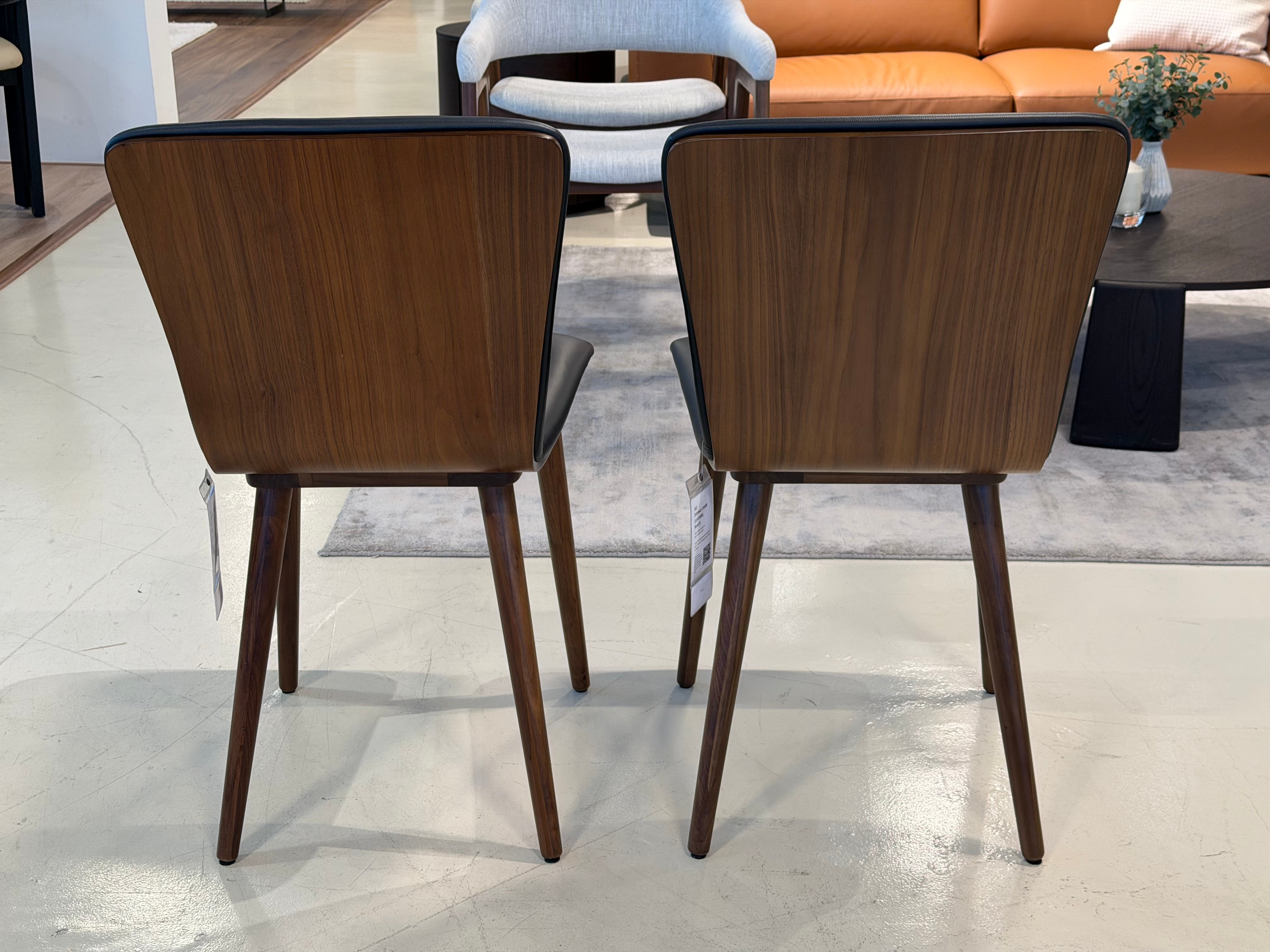 Bo Wood Dining Chair (Top Grain Leather), Black Walnut