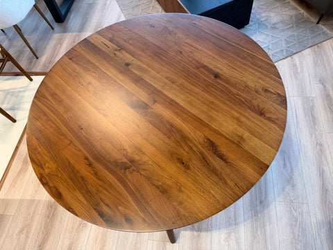 Axel Round Solid Wood Dining Table (120cm), American Black Walnut