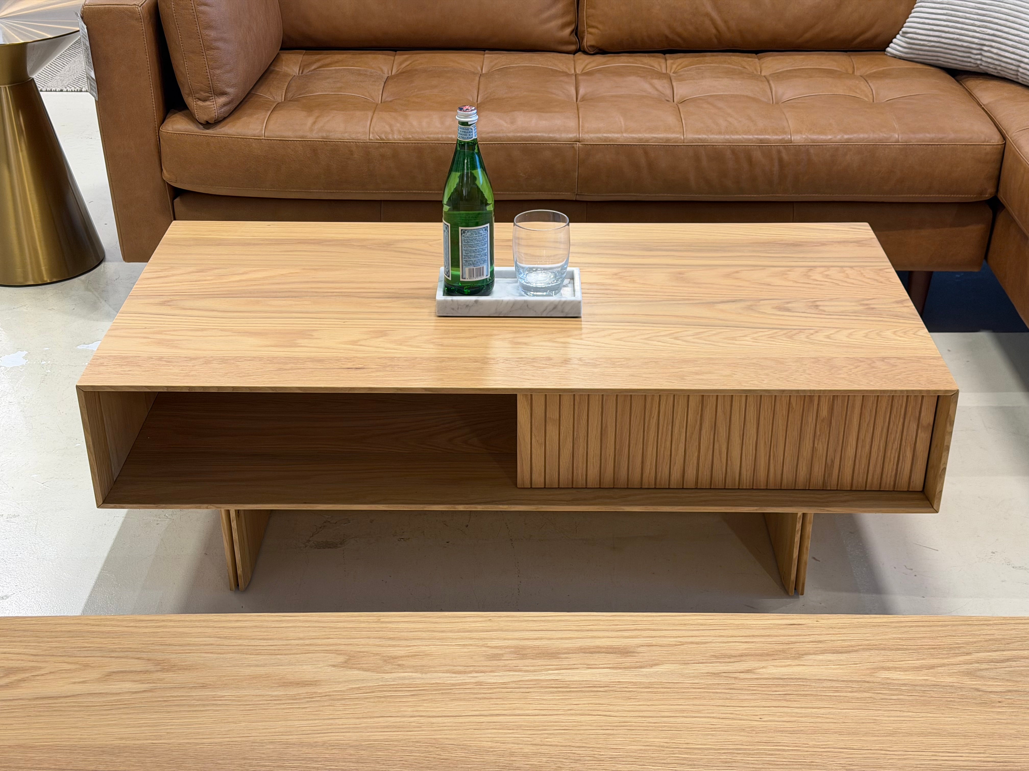 Riley Wood Coffee Table, Natural Oak (with Storage)