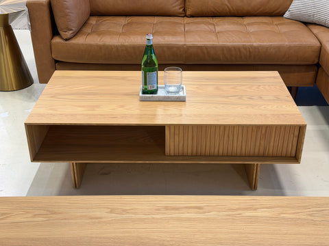 Riley Wood Coffee Table, Natural Oak (with Storage)