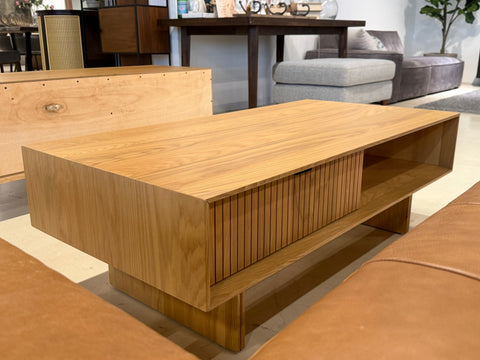 Riley Wood Coffee Table, Natural Oak (with Storage)
