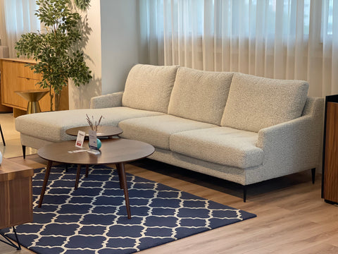Luna Left Facing L-Shape Sofa, Pebble Boucle