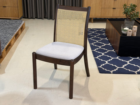Finn Rattan Dining Chair, Frost White - Water Repellent Fabric