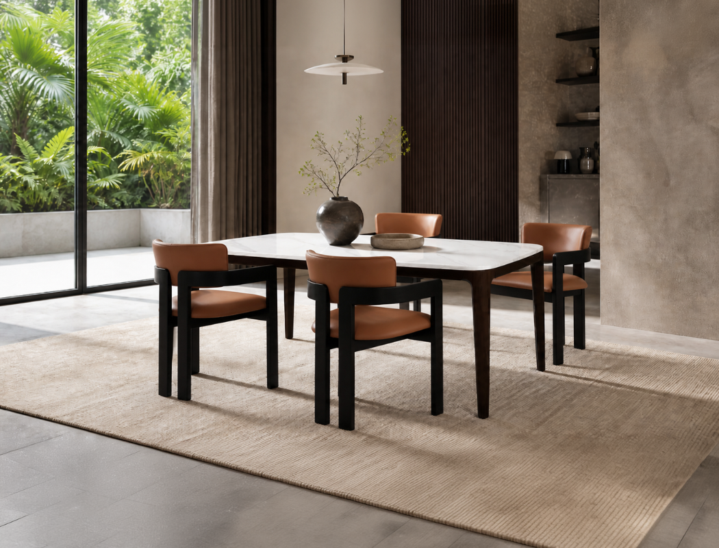 Gustav Dining Arm Chair (Top Grain Leather), Honey Brown