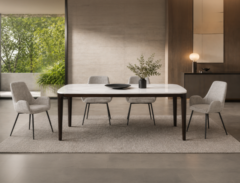 Adrien Sintered Stone Dining Table (180cm) with 4 Kinsley Dining Chair Set