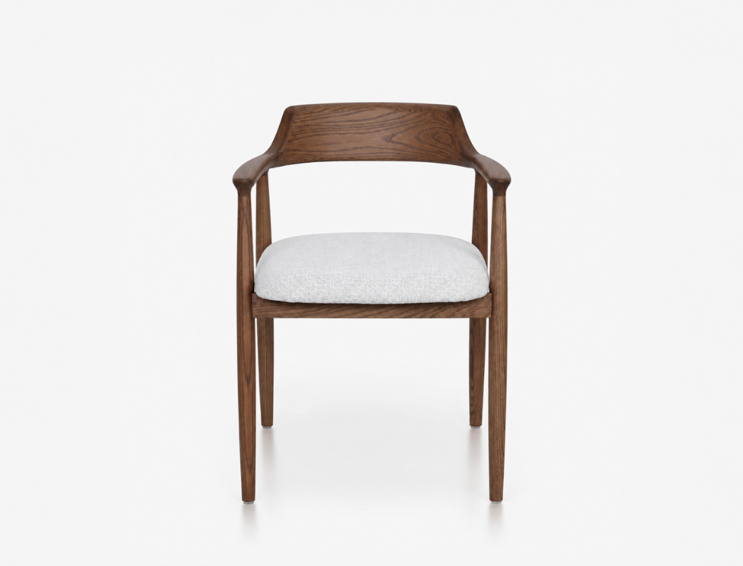 Althea Solid Wood Dining Arm Chair, Pebble Mist