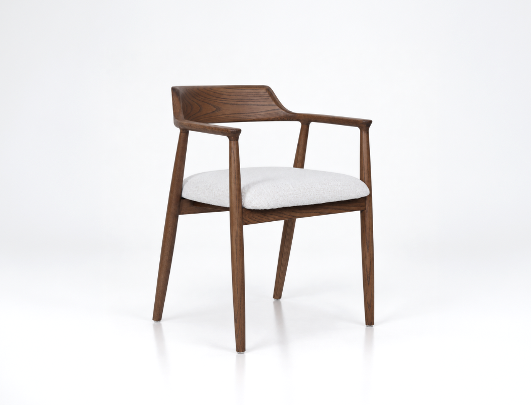 Althea Solid Wood Dining Arm Chair, Pebble Mist