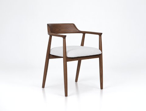 Althea Solid Wood Dining Arm Chair, Pebble Mist