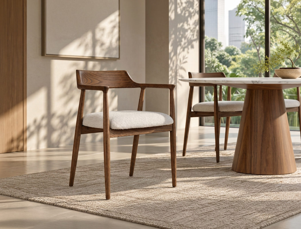 Althea Solid Wood Dining Arm Chair, Pebble Mist
