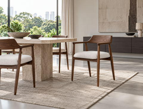 Althea Solid Wood Dining Arm Chair, Pebble Mist