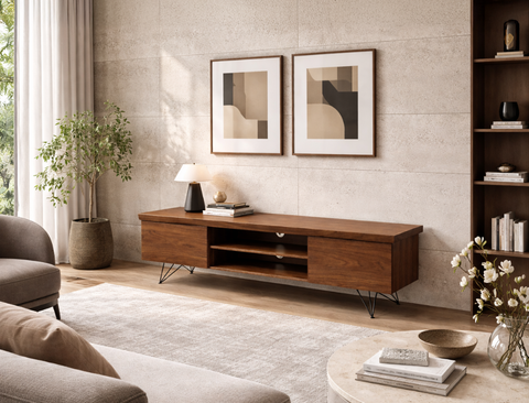 Andrea Wood TV Console (Live Edge), Walnut