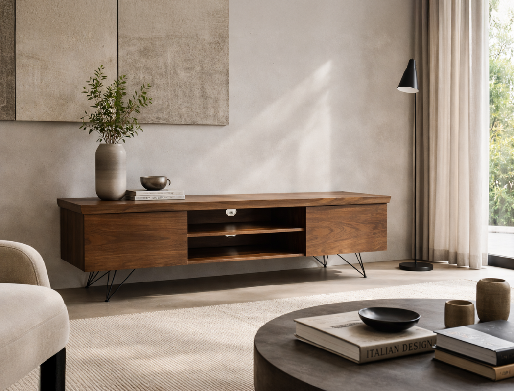 Andrea Wood TV Console (Live Edge), Walnut