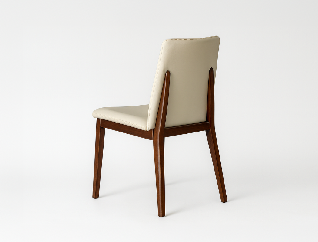 Antonia Solid Wood Dining Chair (Top Grain Leather), Beige