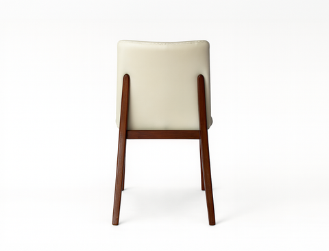 Antonia Solid Wood Dining Chair (Top Grain Leather), Beige