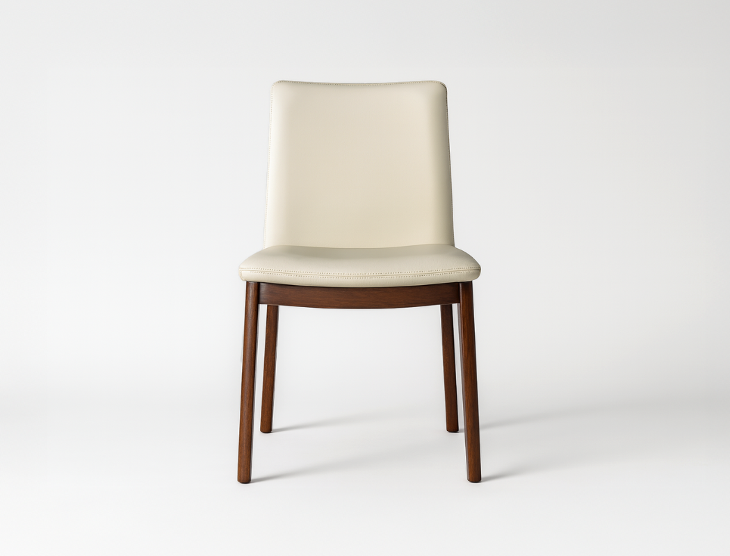 Antonia Solid Wood Dining Chair (Top Grain Leather), Beige
