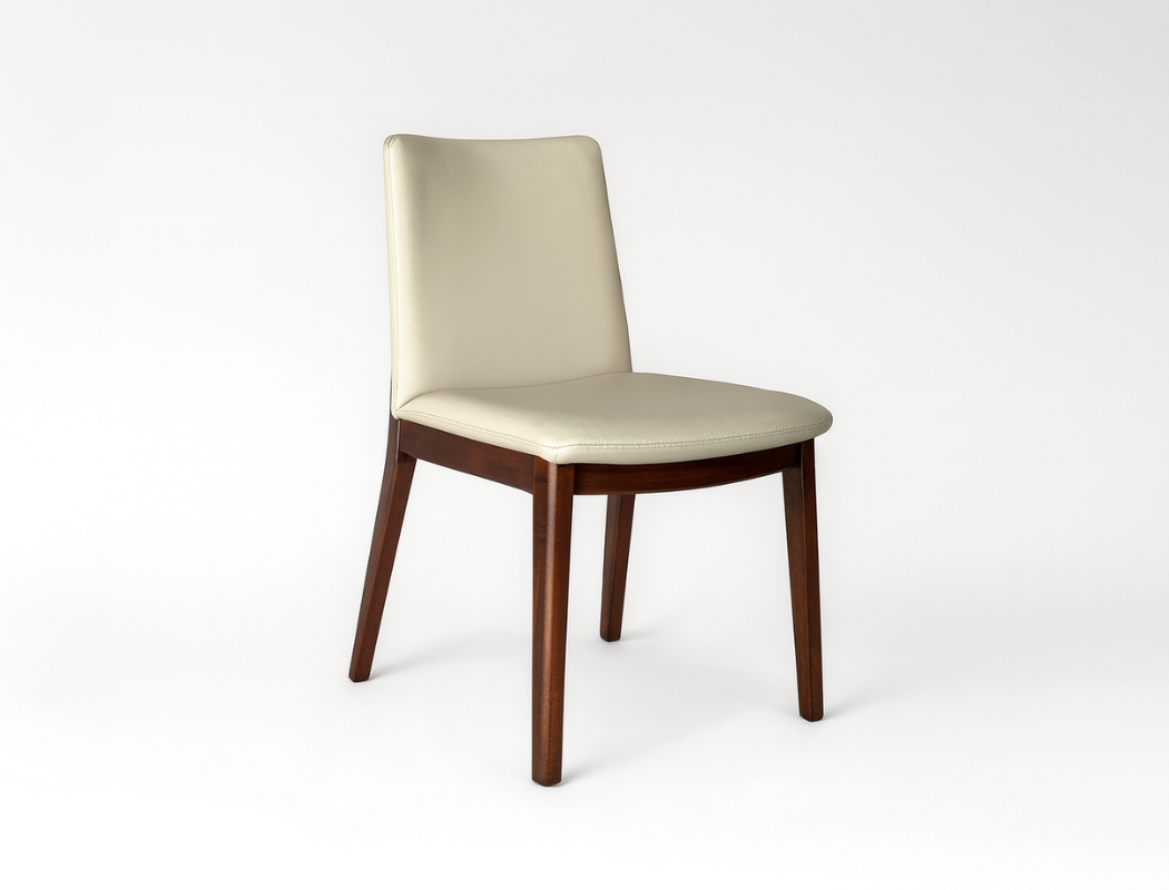 Antonia Solid Wood Dining Chair (Top Grain Leather), Beige