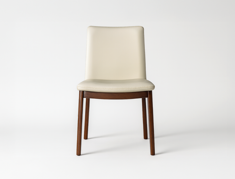 Antonia Solid Wood Dining Chair (Top Grain Leather), Beige