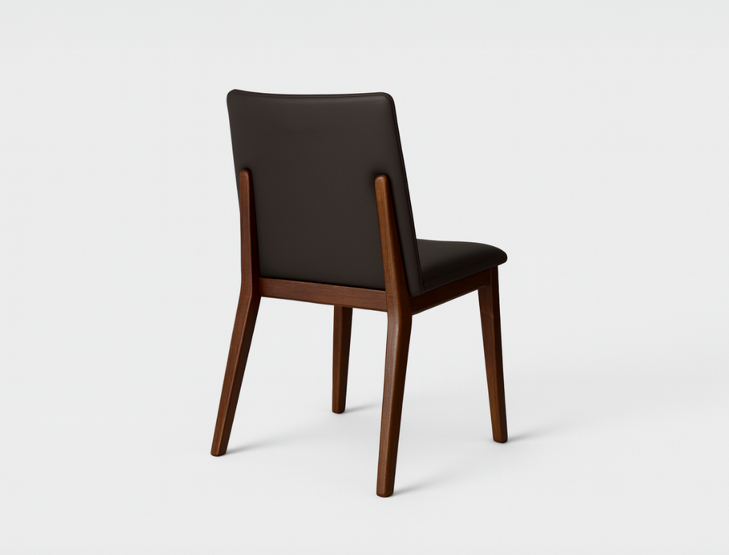 Antonia Solid Wood Dining Chair (Top Grain Leather), Dark Brown